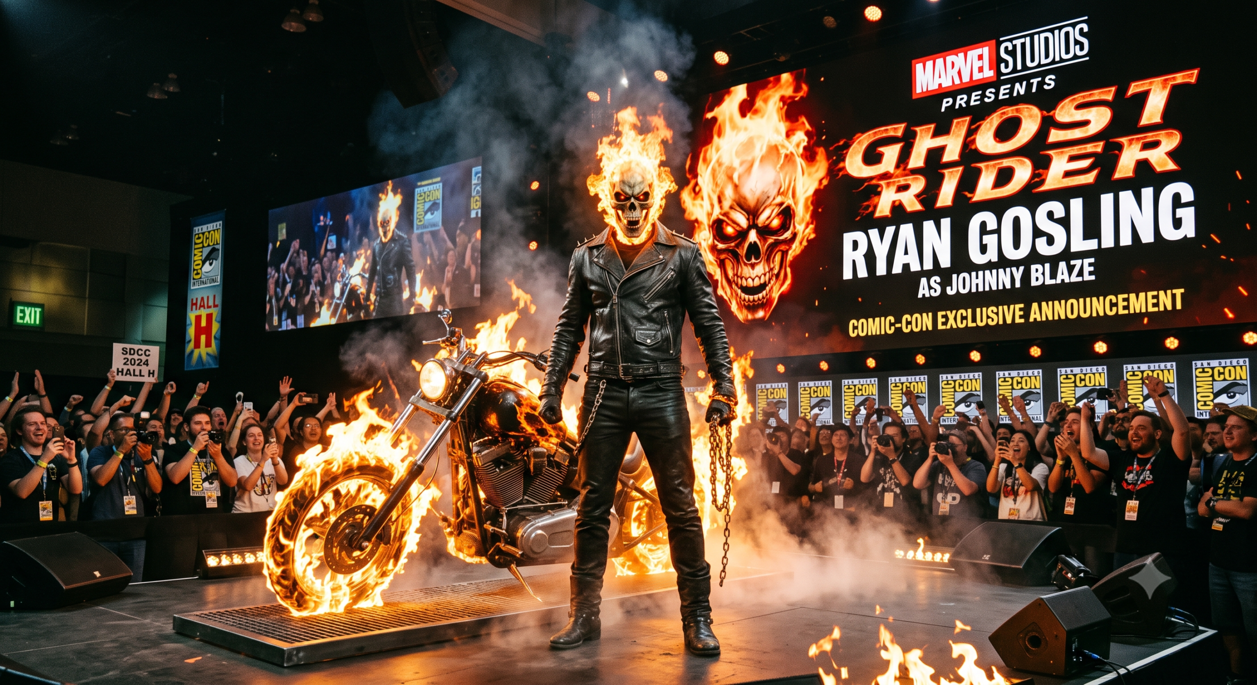 Fogo e Glória: Marvel Quebra a Internet ao Anunciar Ryan Gosling como Motoqueiro Fantasma na Comic-Con!